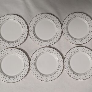 Lenox Larabee Road Platinum Polka Dot 5 3/4" Saucer Plates - Set of 6 - Seconds